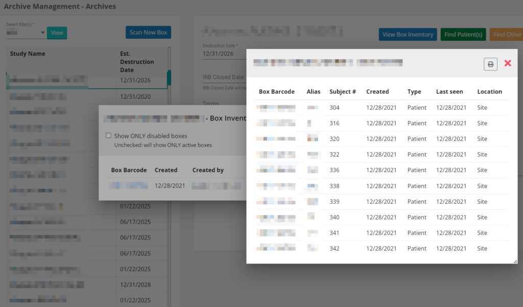 Archives Management for keeping track of paper documents and their location as part of the regulatory management.